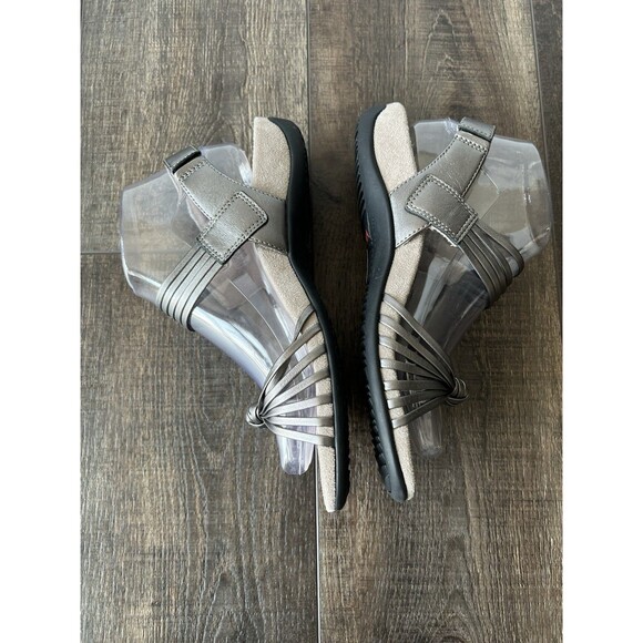 Vionic Talulah Women's Sz 7 Pewter Leather Strappy Comfort Sandals Orthotic - Picture 3 of 8